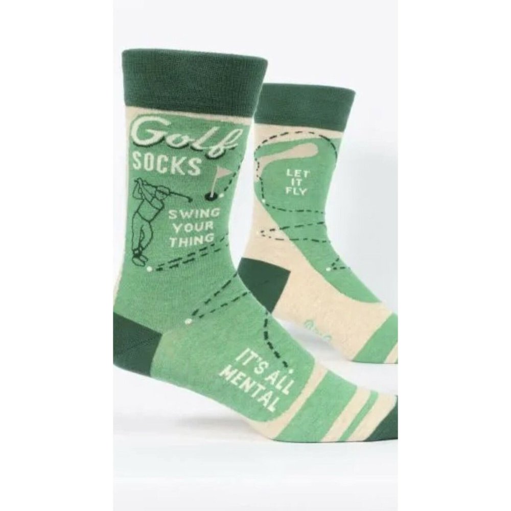 Blue Q Socks Golf Men's Crew Soft Cotton Size 7-12 “ Swing Your Thing”